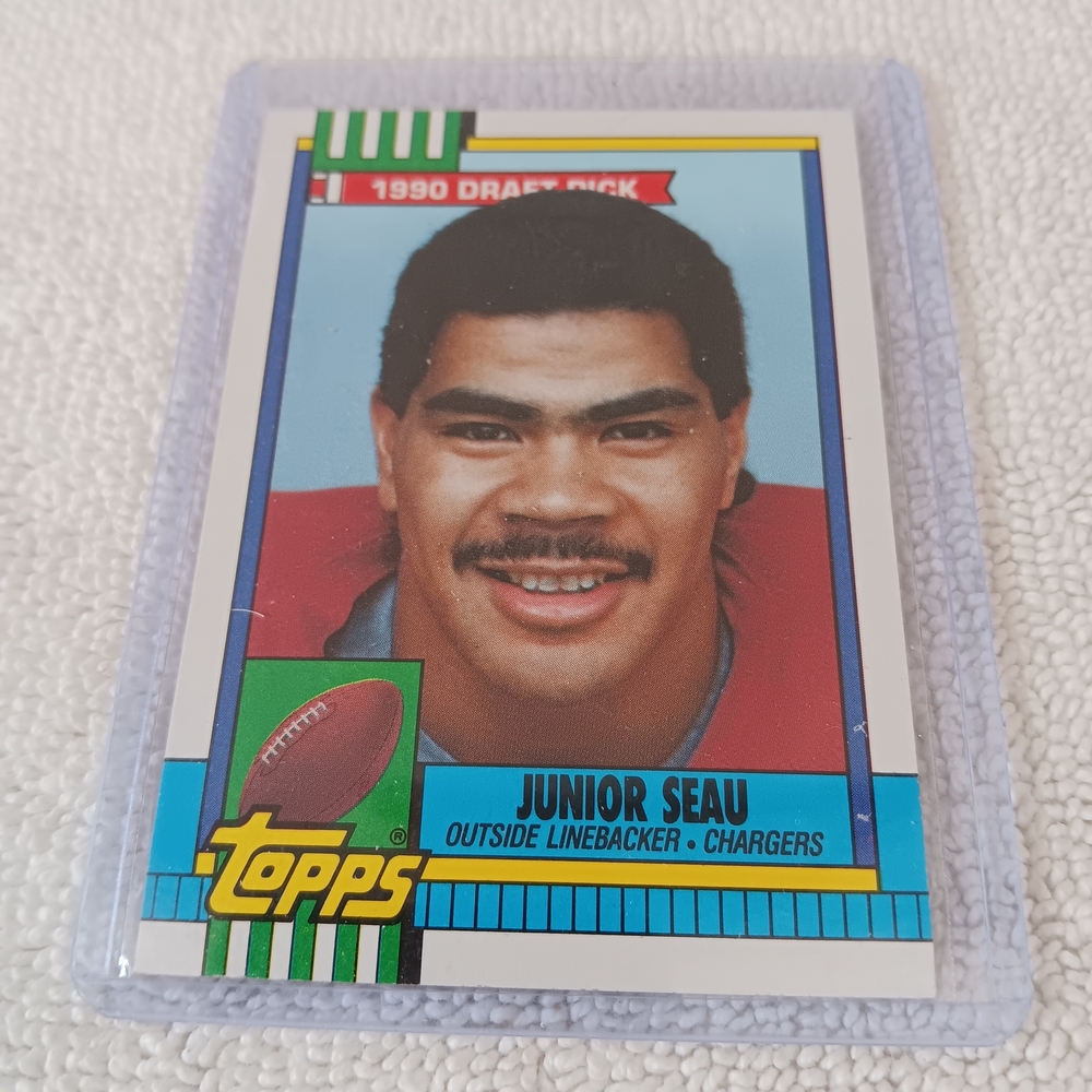 Topps Junior Seau Football Card with Red and Black Accents
